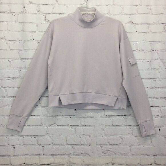 All In Motion French Terry Sweatshirt Sz XXL Lilac Cropped Mock Neck Thumb Holes - Picture 2 of 9